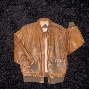 Nordstrom Tan Leather Bomber Jacket